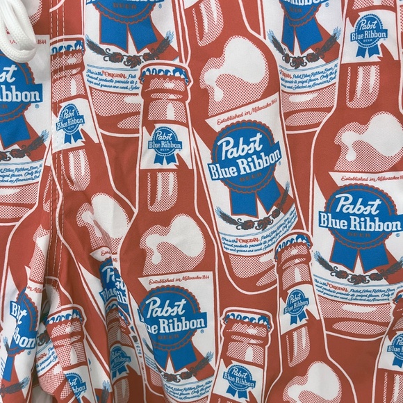 NWOT Pabst Blue Ribbon Beer Swim Trunks 6.5” Inseam Men’s Medium - Picture 5 of 8